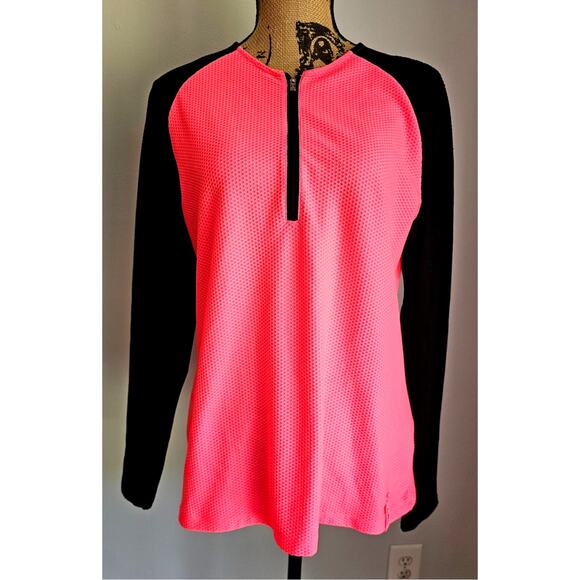 Lauren by Ralph Lauren Tops - Lauren Ralph Lauren Black Label Quarter Zip Waffle Knit Long Sleeve Top, Sz XL